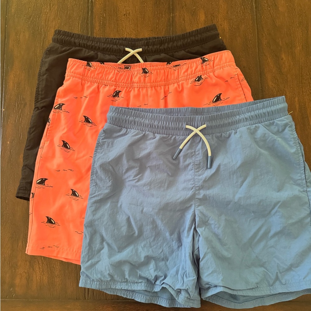 Boys bundle of 3 Swim Shorts - Blue, Coral, Black. All In Motion brand. Size 14